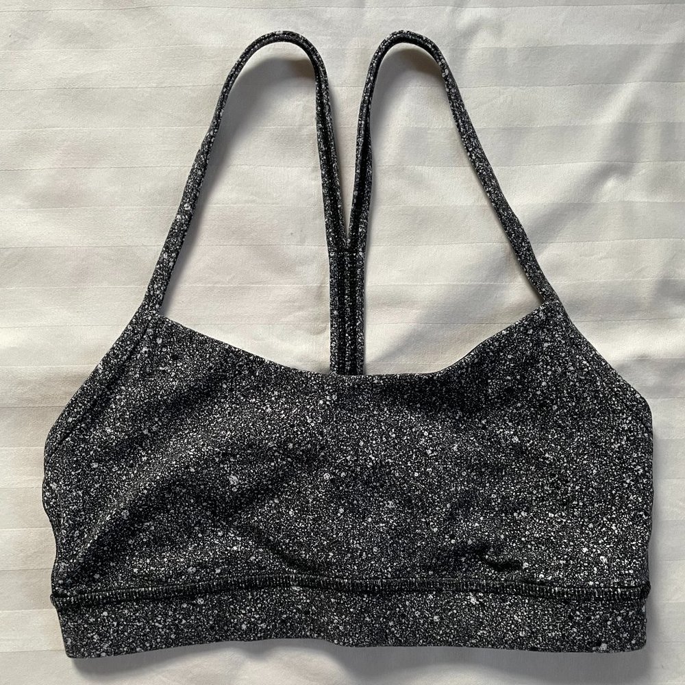 Lululemon Flow Y Bra Size 4 Speckled Black and White Print